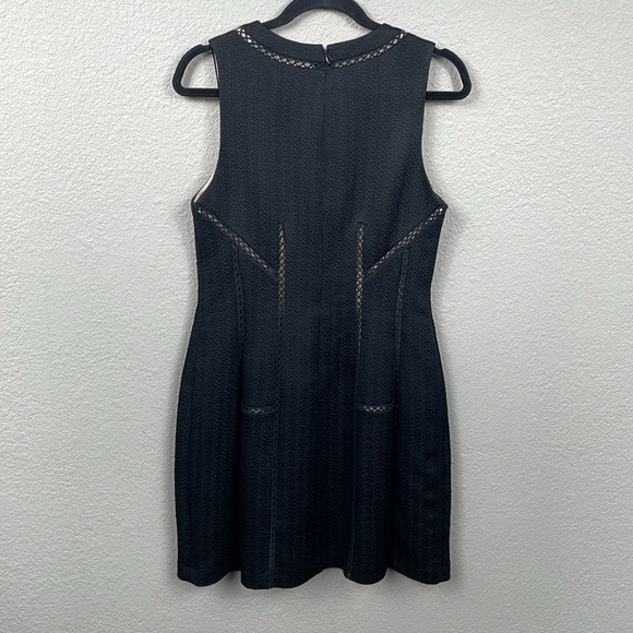 Rebecca Taylor Brocade Jacquard Black Mini Dress Ladder Trim Hourglass Sz 8 - Picture 4 of 11